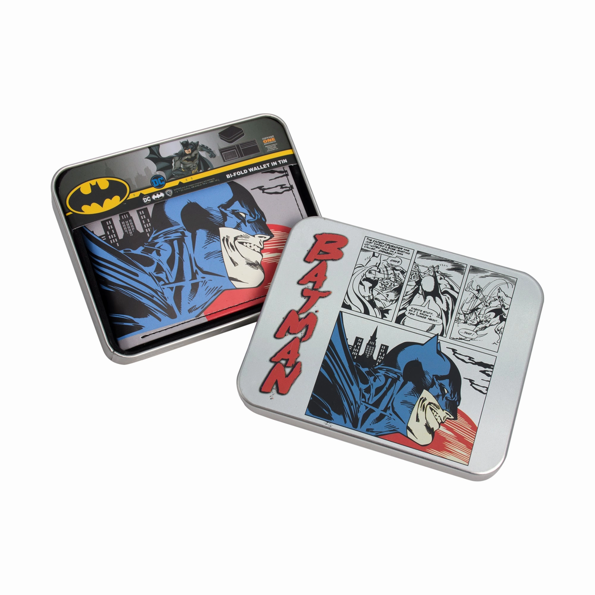 DC Comics Batman Face Print Bifold Wallet in a Decorative Tin Case, Multi ecco Shoes