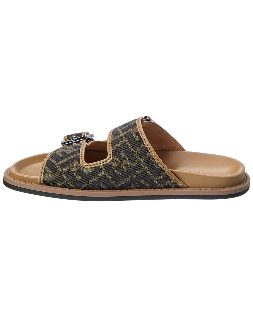 FENDI FF Canvas & Leather Sandal