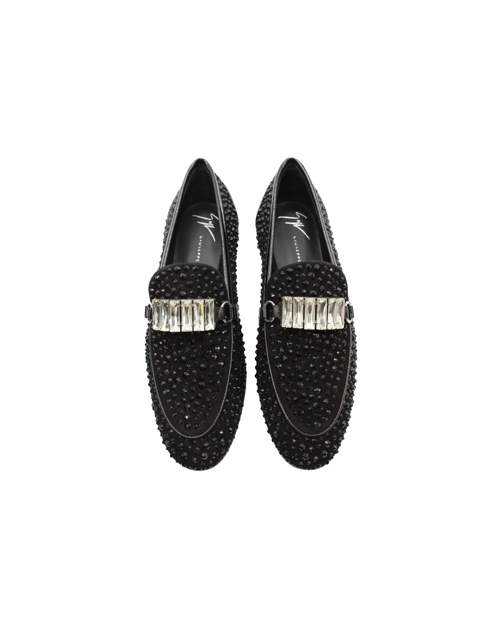 Giuseppe Zanotti Embellished Loafers in Black Suede