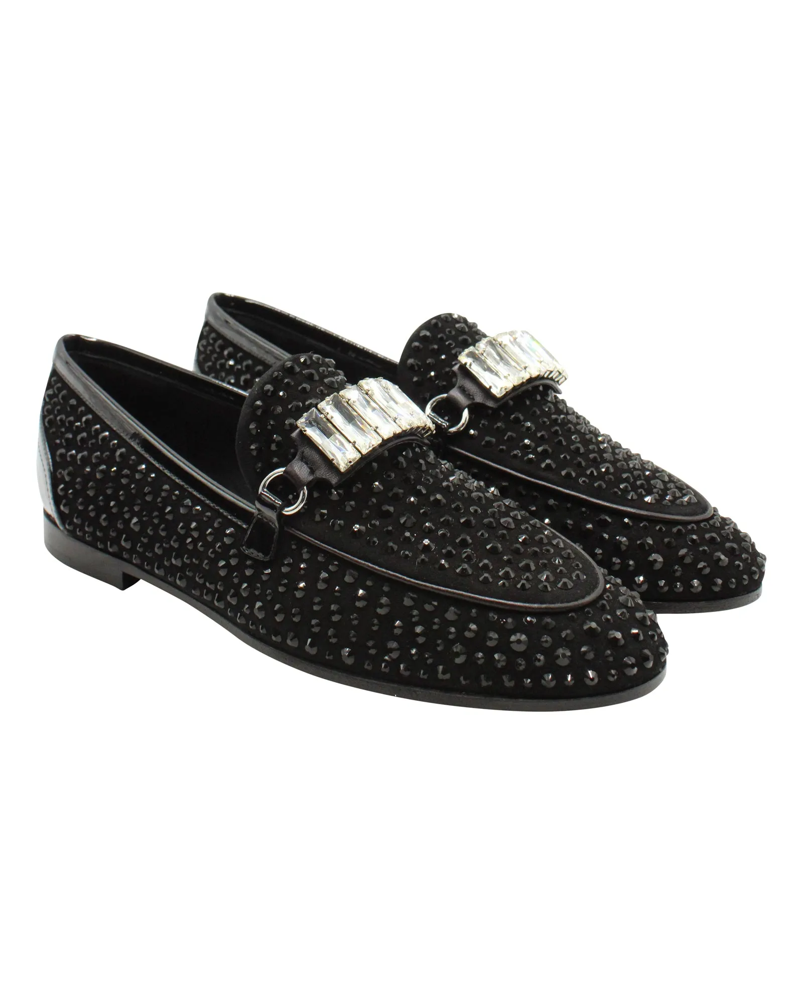 Giuseppe Zanotti Embellished Loafers in Black Suede