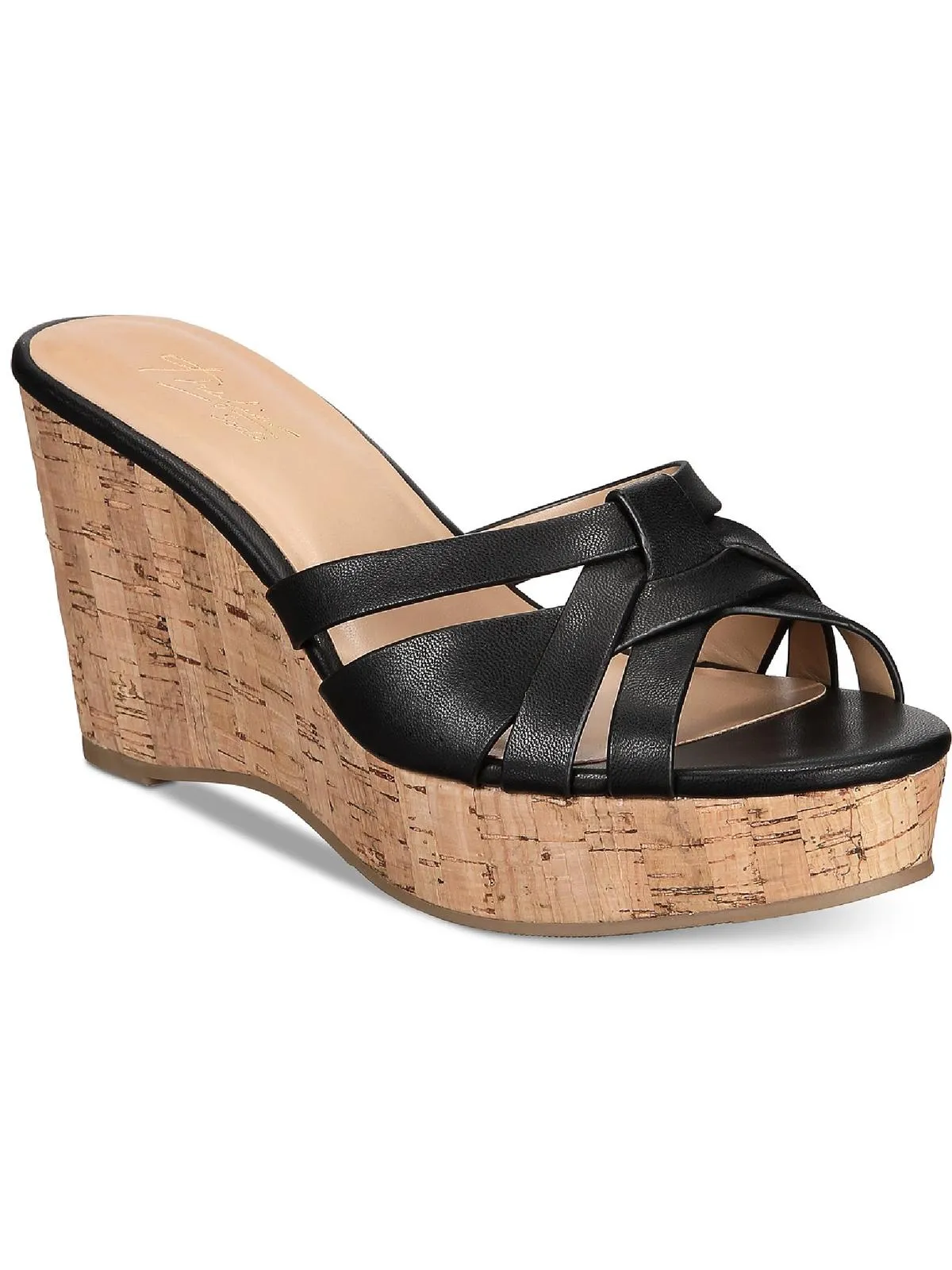 Jaylen Womens Faux Leather Platform Wedge Sandals