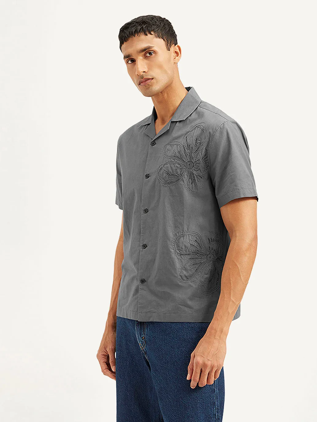 Men's Embroidered Relaxed Fit Shirt
