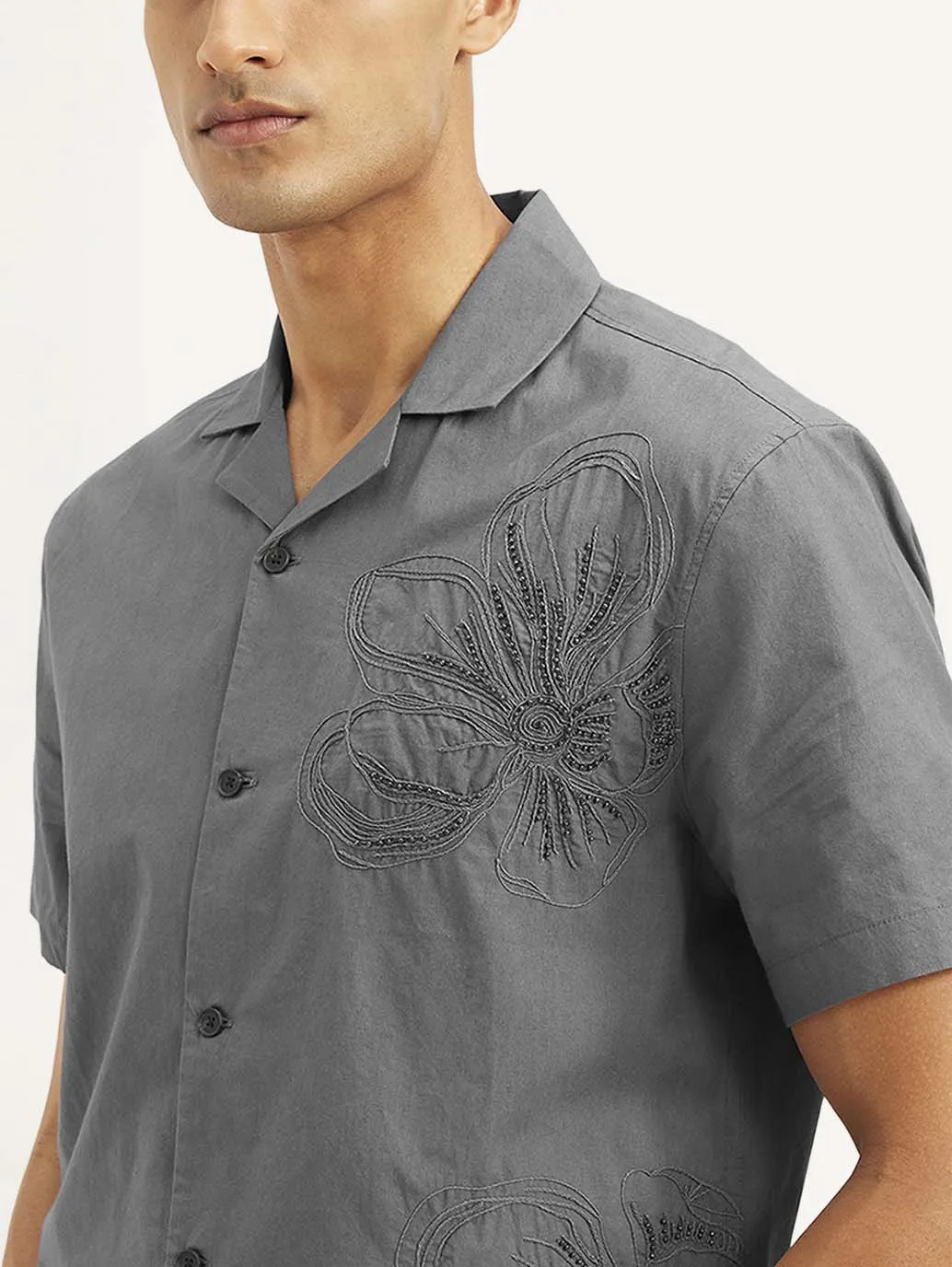 Men's Embroidered Relaxed Fit Shirt