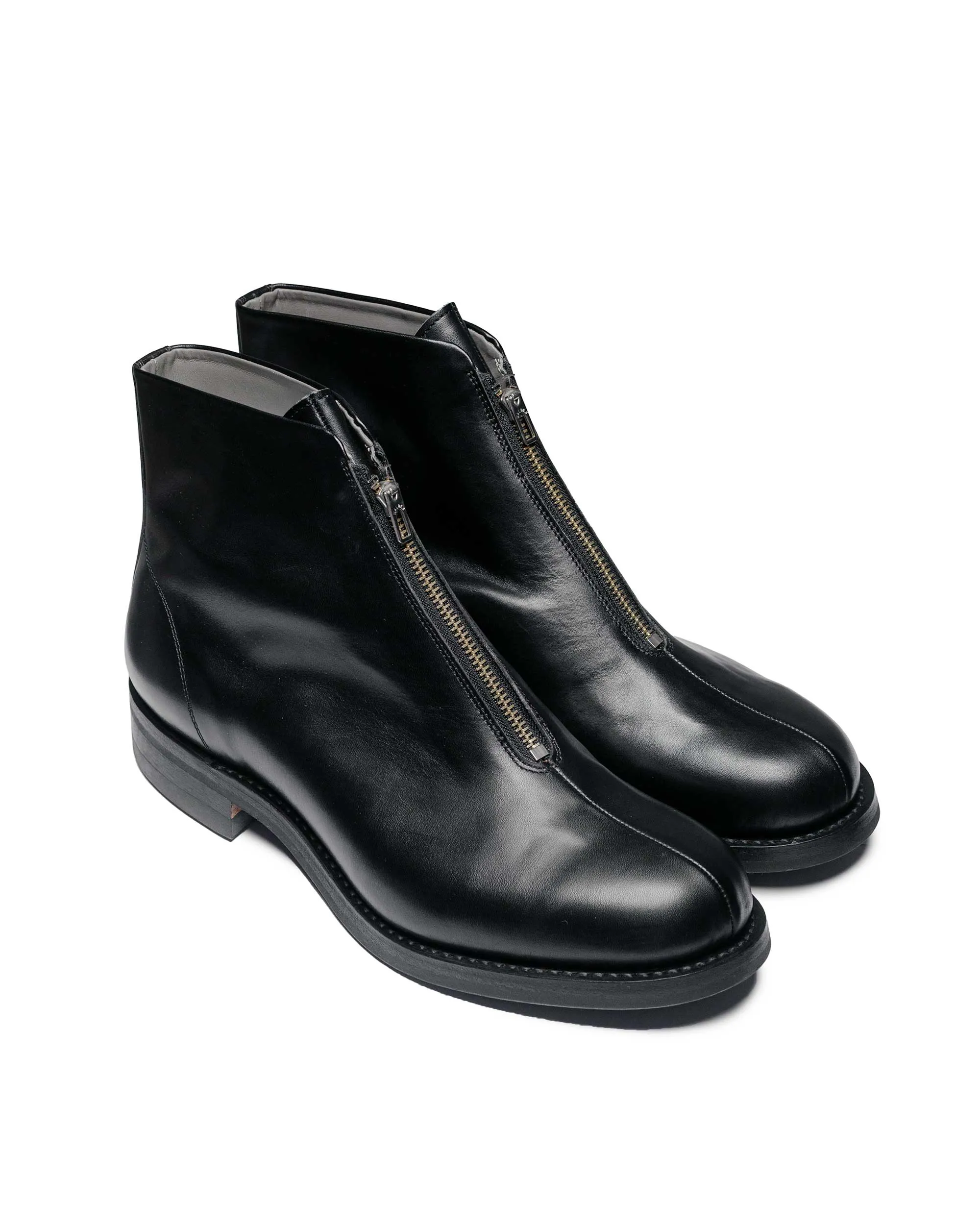 Phigvel Lady White Co. Aviator Zip Boots Calf Skin Black